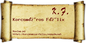 Korcsmáros Félix névjegykártya